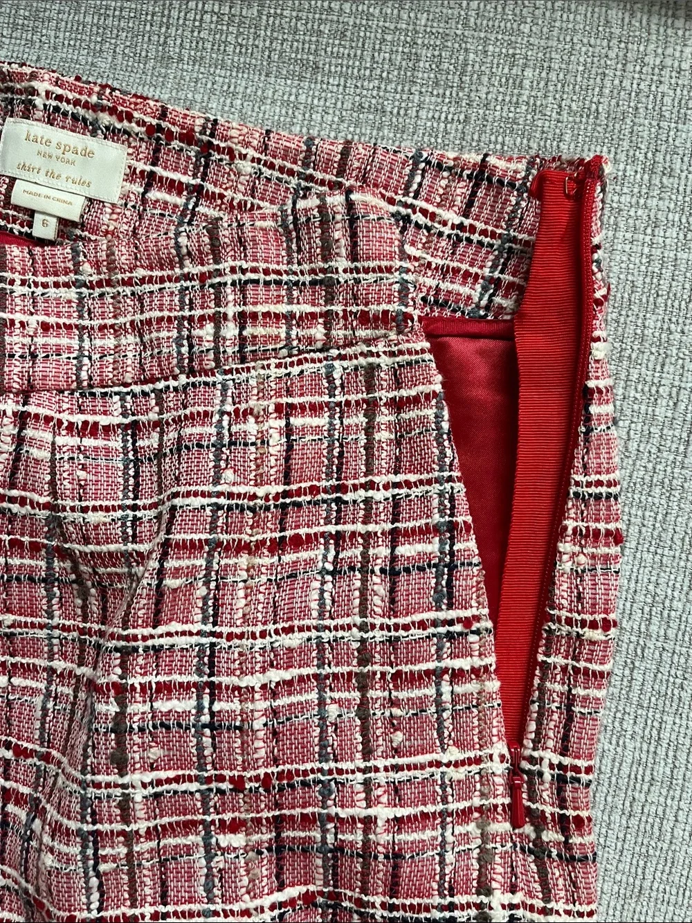 EUC Kate Spade red “Skirts the Rule” Julie Skirt